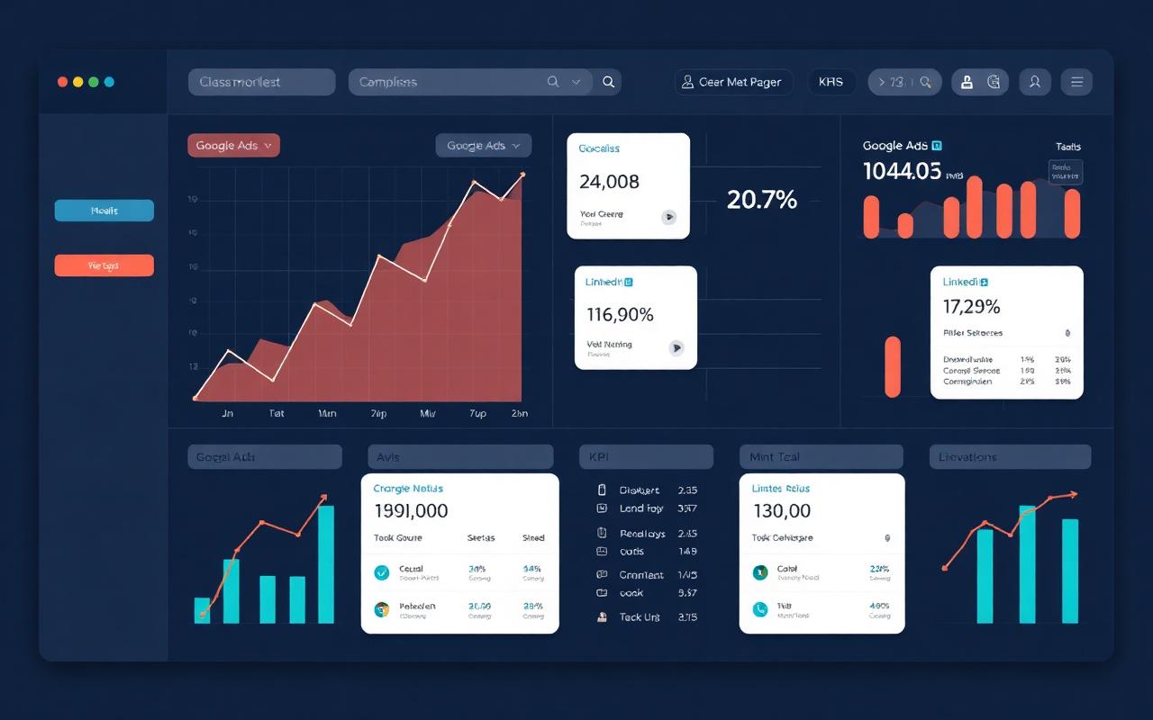 Voorbeeld marketing performance dashboard in Google Data Studio met Google Ads en Meta data